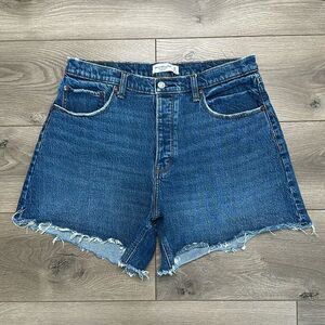 Abercrombie & Fitch Curve Love The Dad High Rise Blue Stretch Jean Shorts 32